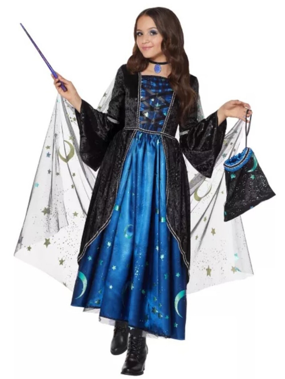 Spirit Blue and Black Moonlit Sorceress Costume for Girls